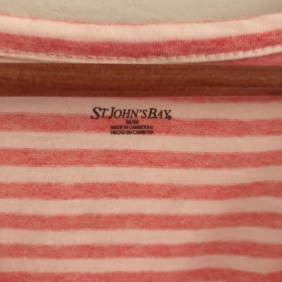 St Johns Bay Women’s Shirt White/Rosie-red Marinière Coastal Stripes Size M - Picture 4 of 9